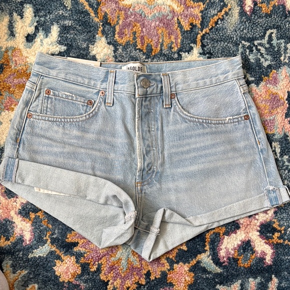 NWT Agolde Parker Vintage Blue Jean Shorts High-Waisted Cutoff size 27